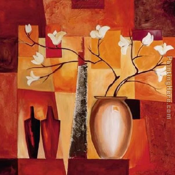 Orange Geometric Floral II painting - Alfred Gockel Orange Geometric Floral II art painting